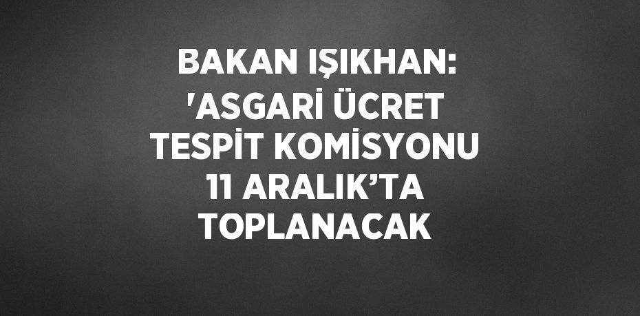 Bakan Işıkhan: 'Asgari Ücret