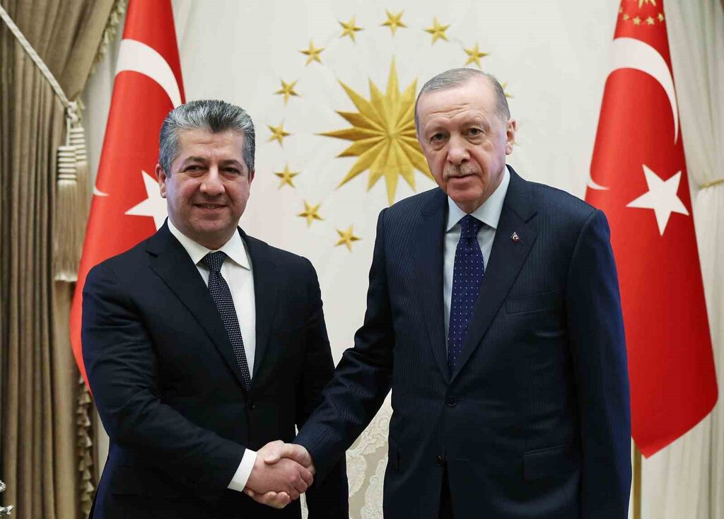 Cumhurbaşkanı Recep Tayyip Erdoğan, IKBY Başbakanı Mesrur Barzani’yi Cumhurbaşkanlığı Külliyesi’nde