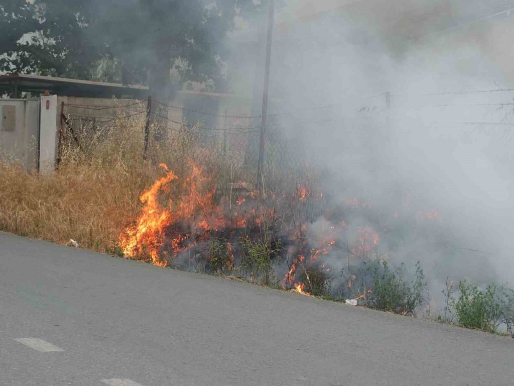 Balıkesir’in Burhaniye ilçesinde, Kızıklı yolunda meydana gelen ot yangını korkuttu.