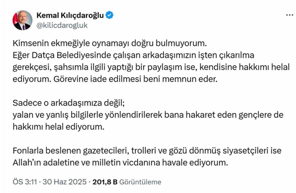 Bir sosyal medya kullanıcısının eski CHP Genel Başkanı Kemal Kılıçdaroğlu