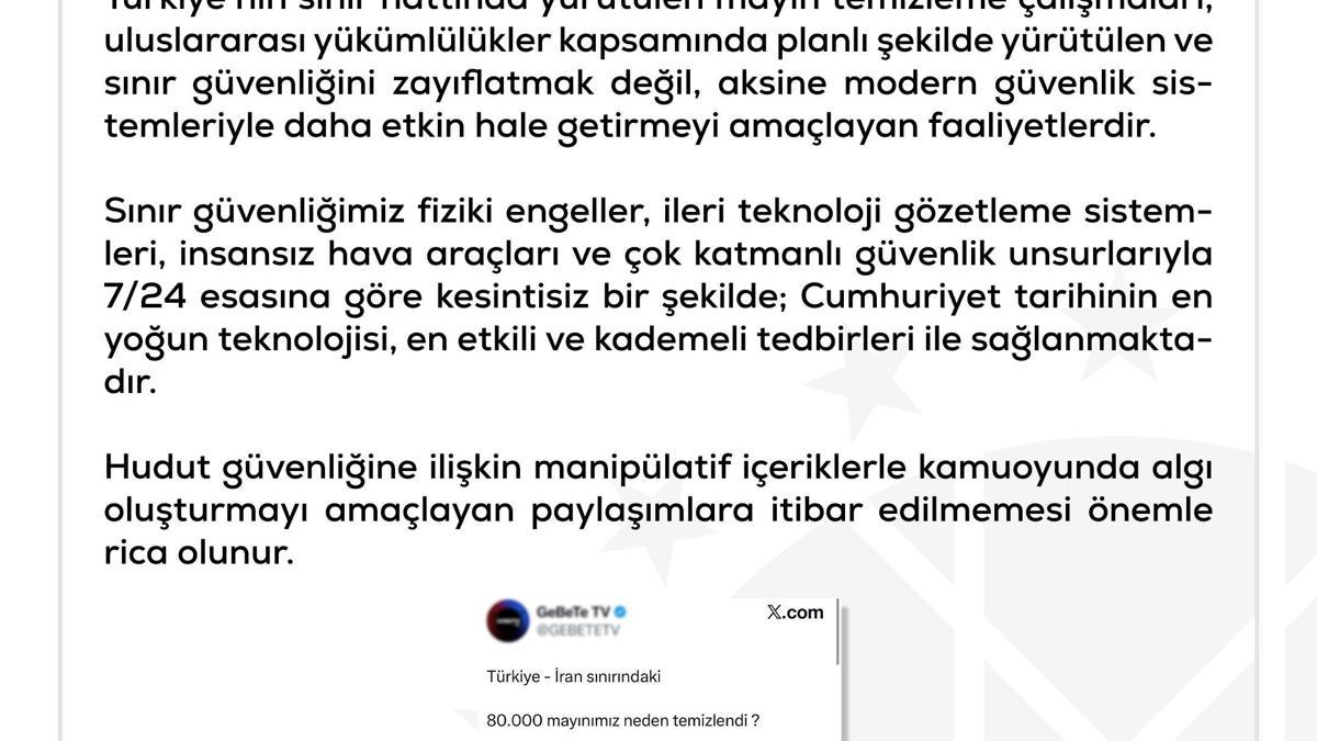 DMM: Türkiye–İran sınır hattındaki 80 bin mayın temizlendi iddiası dezenformasyon