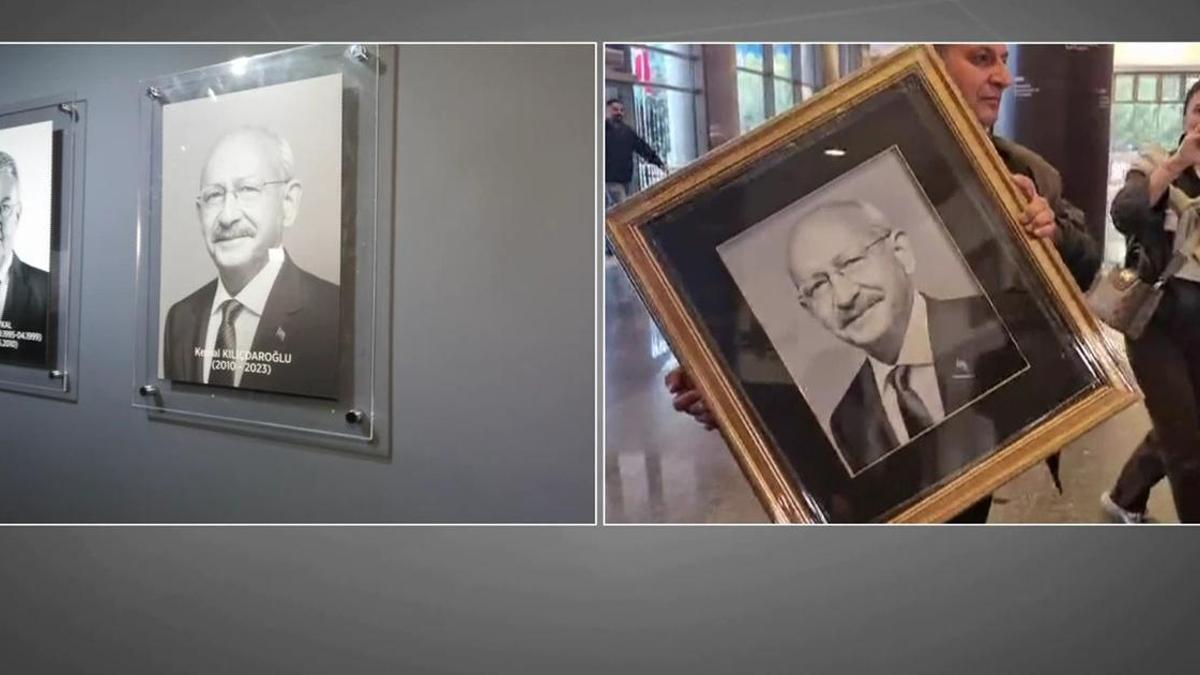Kılıçdaroğlu'nun fotoğrafı yeniden CHP Genel Merkezi'ne asıldı